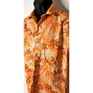 Tommy Bahama Sport Reign Forest Fronds Shirt Mens Small Spicy Orange $138‎